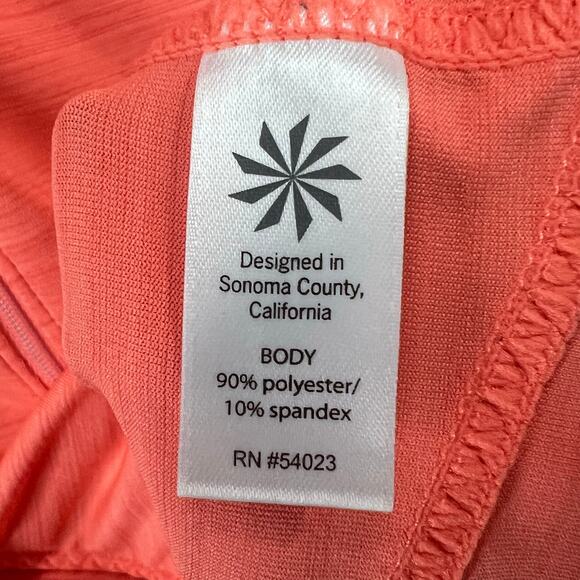 Athleta Pacifica Tank Top Womens M Coral Half Zip Ruched Stretch Beach UPF50+ - Picture 9 of 11